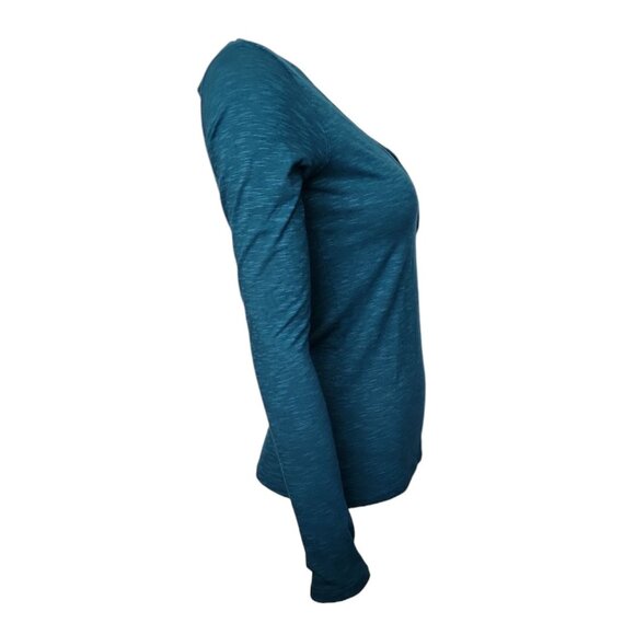 Horny Toad Top Womens Size S Small Solid Teal Blue Long Sleeve Organic Cotton - Picture 4 of 6